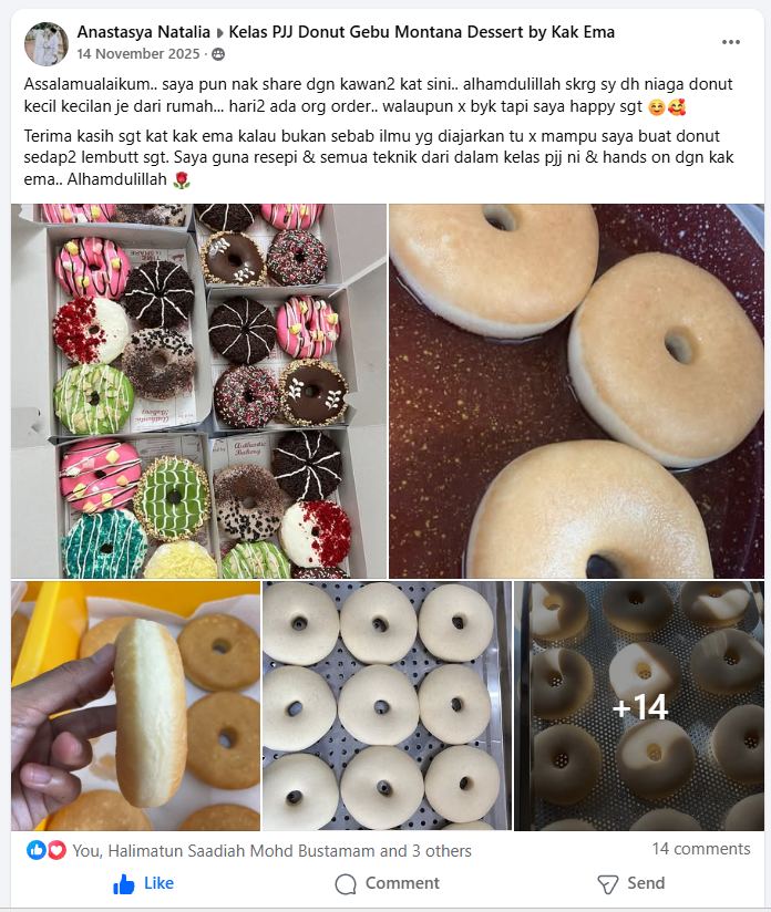 Testimoni Anastasya Natalia - dah niaga donut sendiri